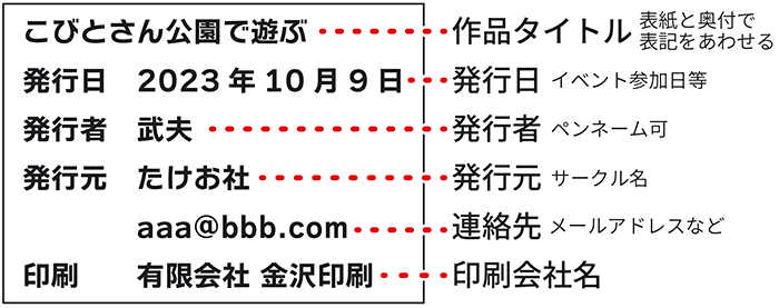 望ましい奥付ののデザイン